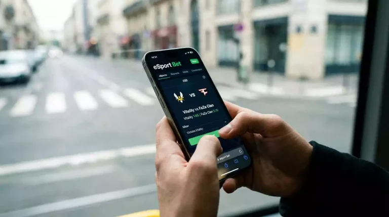 Smartphone affichant une application de paris esport CS2