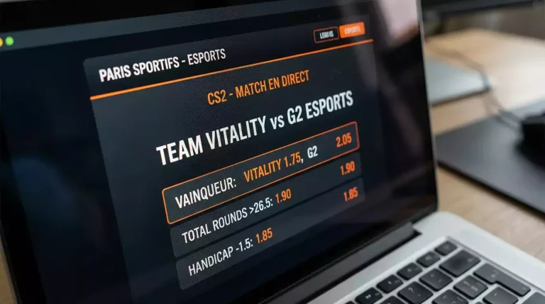 Écran de bookmaker affichant des cotes décimales sur un match CS2