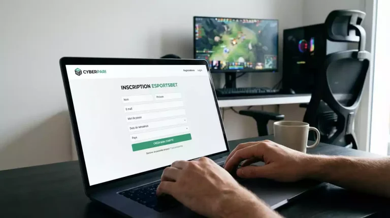 Formulaire d'inscription sur un site de paris esport
