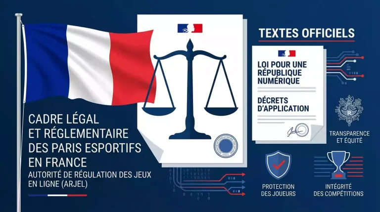 Drapeau français et symbole de justice pour régulation esport
